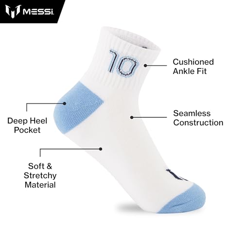 Image of Messi Boys' Lifestyle Ankle Socks, 6-pack, Soft & Stretchy, Comfortable