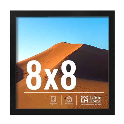 Image of LaVie Home 8x8 Picture Frame for Wall Display, 8x8 Black Photo Frame with HD Plexiglas,8 x 8 Square Picture Frame 1 Pack, Display Frame for Vertical or Horizontal, Classic Collection