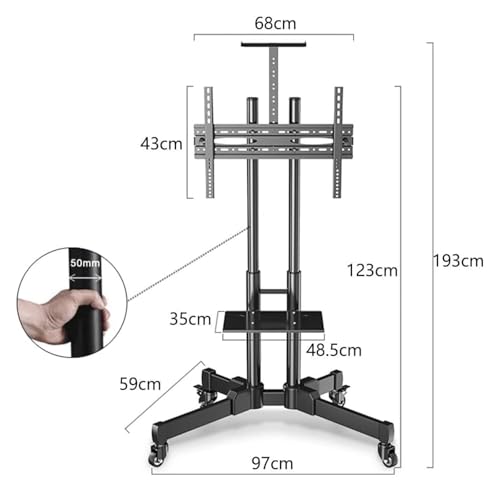 Soporte móvil para TV con ruedas y bandeja ajustable miniatura 2