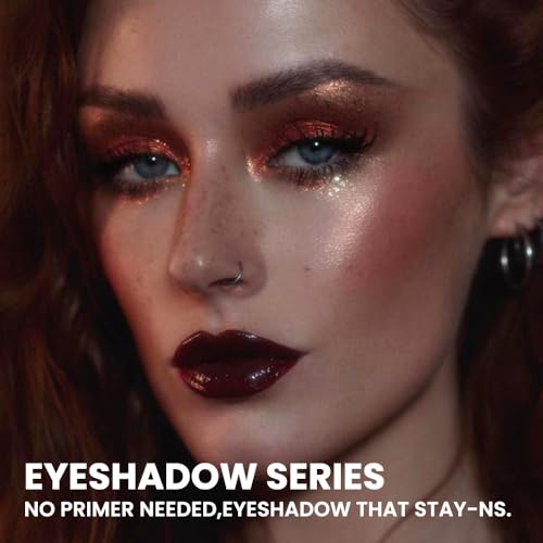 Image of SUAKE Liquid Sparkling Glitter Eye Shadow - Rose Gold Cherry Eyeshadow, Eyeliner, Eyelid Shimmer Highlight Makeup, Highly Pigmented sombra de para ojos,Waterproof Quick-Drying (02Cocoa#)