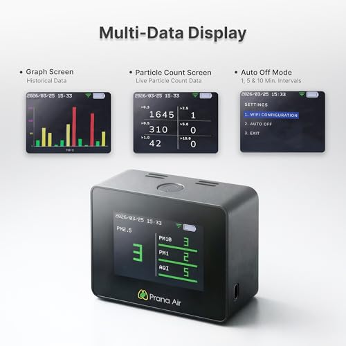 Image of Prana Air Pocket PM2.5 Air Quality Monitor, WiFi, Portable AQI Meter with Real-Time Readings and Smart App Connectivity