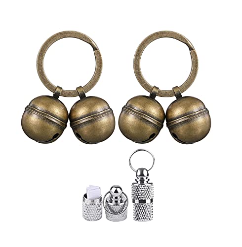 Neko-Baby Pet Cat Dog Collar Bells Loud Brass Bells for Cat Dog Puppy Collar, Save Birds and Wildlife Jingle Bell,Pet Collar Charm 2 Strings in 4 Pieces with ID Tags,Copper