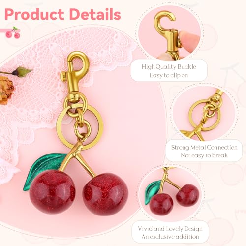 Image of TINKRSTUFF Cherry Bag Charm Cute Key Chains Cherry Purse Charms for Handbags, Strawberry Keychain Best Gifts