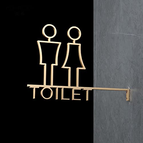 Letrero de baño for hombres y mujeres, decoración, letreros aluminio cepillado, con flecha