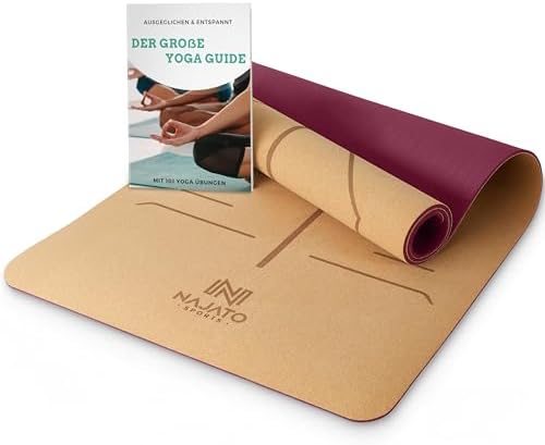 Sports Yogamatte Kork – Rutschfeste Yoga Matte mit Tragegurt & E-...
