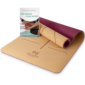 NAJATO Sports Yogamatte Kork – Rutschfeste Yoga Matte mit Tragegurt & E-Book (PDF Datei) – Trainingsmatte 183 x 65 x 0,6 cm – Nachhaltige Gymnastikmatte
