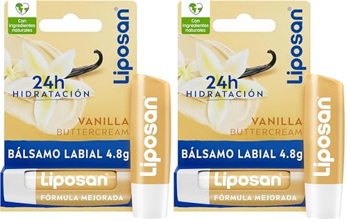 Liposan Vainilla (1 x 5,5 ml), bálsamo labial de cuidado intensivo, cacao de labios de textura ligera, bálsamo hidratante para unos labios suaves y tersos (Paquete de 2)