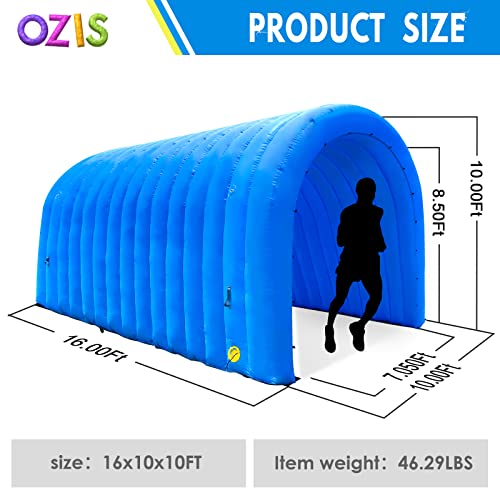 Image of OZIS 16FT Inflatable Tunnel Sports Tunnel Entrance with Installed Blower Inflatable Tunnel Tent for Business Advertising Event Exhibition Promotion,Street,Shop,Supermarket,School(Blue, 16x10x10ft)