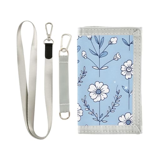 ALAZA Kids Wallets for Boys Girls Toddler Trifold Wallet Children Small Simple Line Flowers with Zipper Coin Pocket