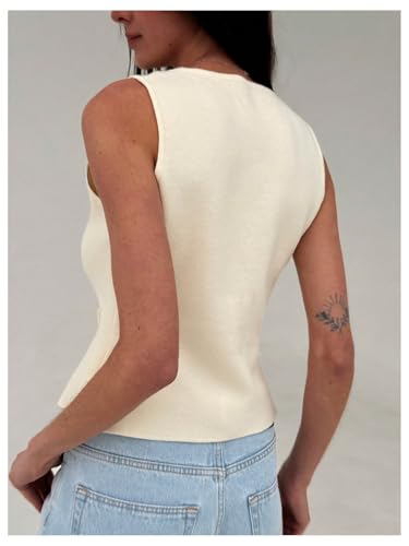 GORGLITTER Women's Sleeveless Button Up Sweater Tops Dressy Lightweight Knit Business Casual Fall Cardigan Suit Vest2
