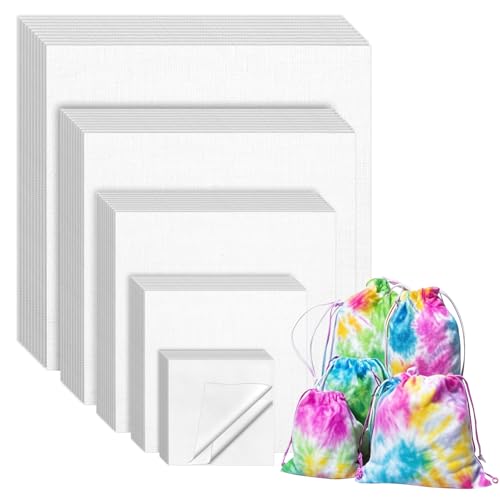50 PCS White Cotton Fabric,Precut Cotton Fabric Squares,5 Sizes S...