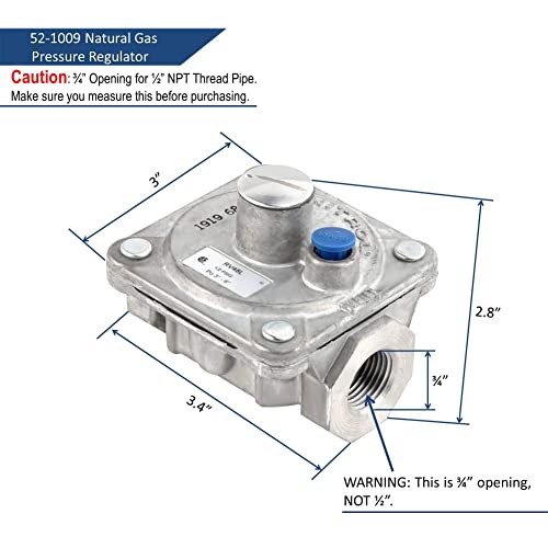 WOLF 1/2" NPT Natural Gas Pressure Regulator 3" to 6" Water Column