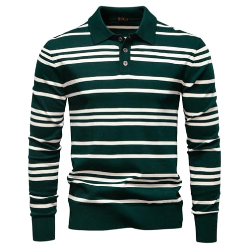 Pull en tricot rayé homme vêtement chaud hiver col revers confortable