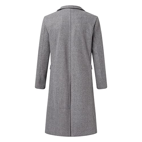 L9WEI Business outdoor wollen jas heren lange winter winterjas warme revers mantel slim trenchcoat reverskraag mantel - Image 4