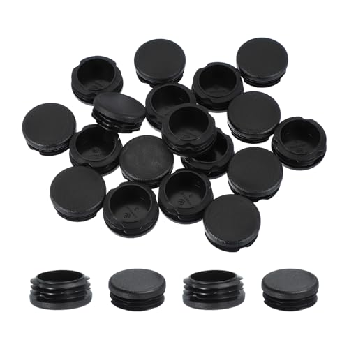 Image of PATIKIL 1-1 /2 Inch Plastic Tubing End Caps, 20 Pcs Round Hole Plug Insert for Round Iron Pipe Chair Leg Table Bookshelves Patio Furniture, Black