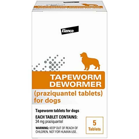Elanco Tapeworm Dewormer (praziquantel tablets) for Dogs, 5 Count (Pack of 1) Praziquantel Tablets for Dogs and Puppies 4 Weeks and Older Cover