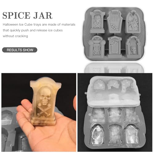 Molde para cubitos de hielo Halloween con tapa de silicona gris miniatura 7
