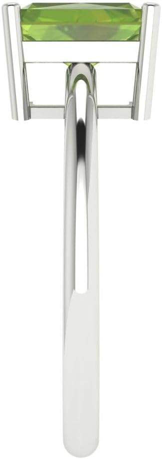 Clara Pucci 1.75 cttw Radiant Cut Solitaire Maximalist Cocktail Statement Ring for Women - 14K White Gold Plated .925 Sterling Silver (7.5x5.5mm Natural Peridot)