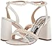 Badgley Mischka Women's Feisty Heeled Sandal, Soft White Satin, 9.5