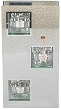 Ankh-Home-Supplies Modern Candle Holder Stand, Glass Holders, Silver Metal Frame (Small)