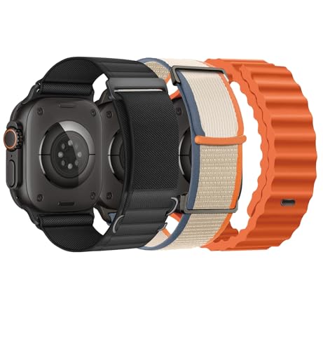 Image of 3 Pack Compatible with Apple Watch Ultra 3 /2 Band 49mm 46mm 45mm 44mm Men Women,Breathable Trail Loop+Alpine Loop+Ocean Sport Band for iWatch Series 11 /10 /9 /8 /7 /6 /SE /5 /4 /3,SE 3 2 1, Ultra 3 2 1