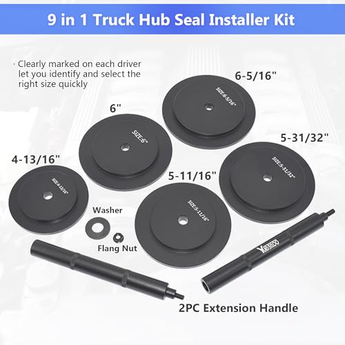 Image of Truck Hub Seal Installer Kit, 4-13 /16 inch to 6-5 /16 inch Large Race and Heavy Duty Seal Drivers for Class 7 & Class 8 Trucks