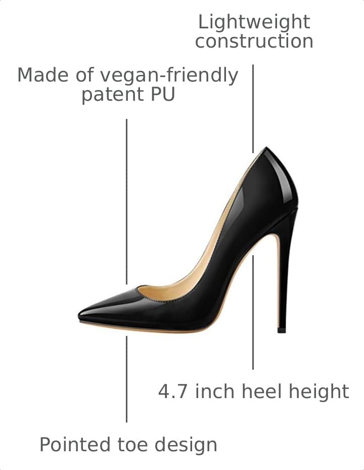 Image of Richealnana Women's Sexy Party High Heels Pointed Toe Slip On Stiletto Pumps Patent Leather Black Size11