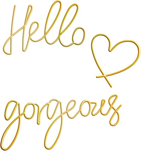 Arte Mural Metálico Decorativo, Decoración Minimalista, Letrero Decorativo Metálico, ‘Hello Gorgeous’ 30x23 cm, para Decoración de Puertas en Hogar, Habitación, Oficina y Suministros para Fiestas