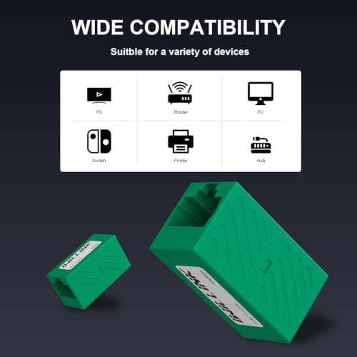 Image of iwillink RJ45 Coupler Ethernet Connector, Female to Female, 50 Pack, Green | Extender Adapter, For Cat7 Cat6 Cat5e Cat5 Ethernet Cable Female Connector
