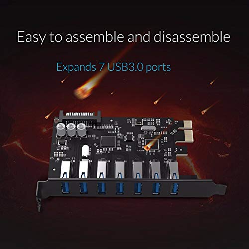Multiplicador PCI-E USB 3.0 de 7 puertos de alta velocidad con alimentación estable SATA 2