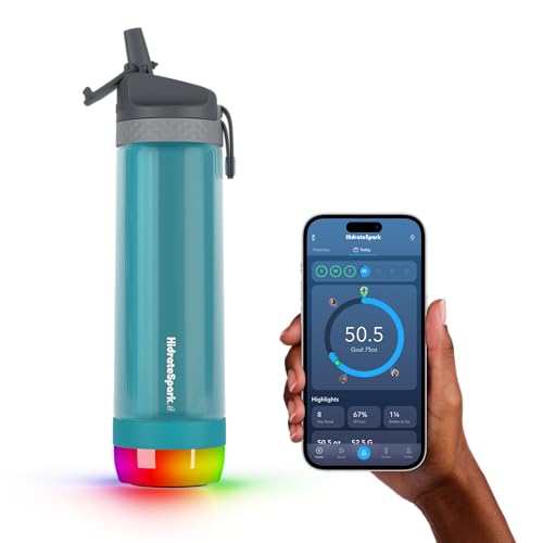 Hidrate Spark PRO Smart Water Bottle Tritan Plastic, Tracks Water Intake & Glows to Remind You to Stay Hydrated - Straw Lid - Sea Glass Hidrate Spark PRO Smart Water Bottle Tritan Plastic, Tracks Water Intake & Glows to Remind You to Stay Hydrated - Straw Lid - Sea Glass
