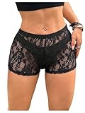 Milumia Women's Sheer Mesh Lace See Through Micro Shorts Y2k Rave Going Out Concert Mini Booty Shorts Black Small