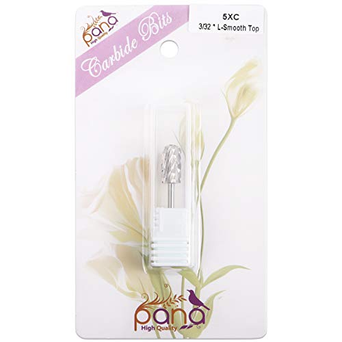 Pana 3/32" Safety Nail Carbide - Smooth Round Top Large Barrel Head For Electric Dremel Drill Machine - Grit Size: (5Xc To Extra Fine) (5X Coarse, Large Barrel - Silver) #TOP6