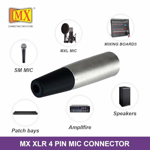 Image of MX 3 Pin XLR Microphone pin Pure Copper Nickel Plated for High Conductivity microphone (4 Pin Male XLR, Pack of 2, Male Connector)