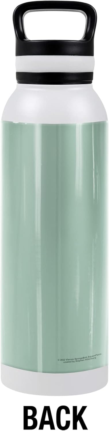 Spongebob OFFICIAL Squidward Angry Face 24 oz Insulated Canteen Water Bottle, Leak Resistant, Vacuum Insulated Stainless Steel with Loop Cap