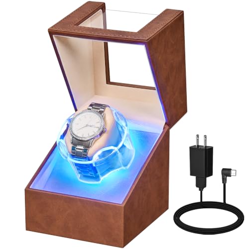 Image of ANWBROAD Watch Winder for Automatic Watches, Single Watch Winder Box Brown