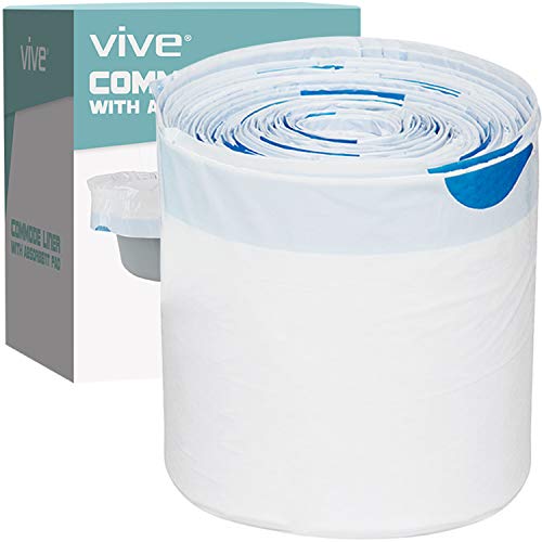 Vive 24 Pack of Commode Liners with Absorbent Pad - Disposable Replacement Bag