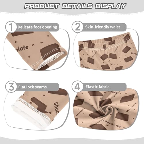 Pieces of Dark Chocolate Bar Girls Leggings,Workout Leggings for Girls Toddler Athletic Leggings Size for 3-10T3