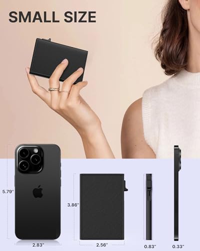 Image of typecase Womens Wallet Card Holder: Pop Up Card Case, Genuine Leather, RFID Blocking, Slim, Minimalist, Thin, Small Size - 9-14 Card Capacity, ID Window, Cash Pocket (Black)