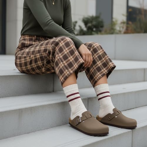 Image of CUSHIONAIRE Hana Womens Clogs | Comfortable Vegan Suede Clogs for Women | Slip On Potato Shoes with Cork Footbed & Arch Support | Memory Foam, Wide Widths Available