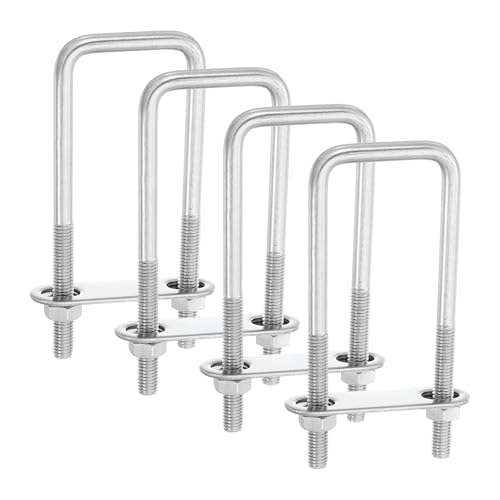 uxcell 4Sets 304 Stainless Steel Square U-Bolts, 1.65" (42mm) Inner Width 4.72" (120mm) Length M8 with Nuts, Frame Plate, Gasket for Automobiles Trailer, Ski Boat, Fishing Boat, Pipelines