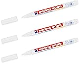 edding 4085 Kreidemarker - Rundspitze 1-2 mm - dünner Kreidestift für Tafel abwischbar - zum Beschriften von Fenster, Glas, Spiegel - Tafelstift mit deckenden Farben (3 Stifte - Weiß)