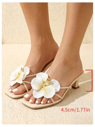 Image of MakeMeChic Women's Flower Kitten Heels Floral Summer Beach Sandals