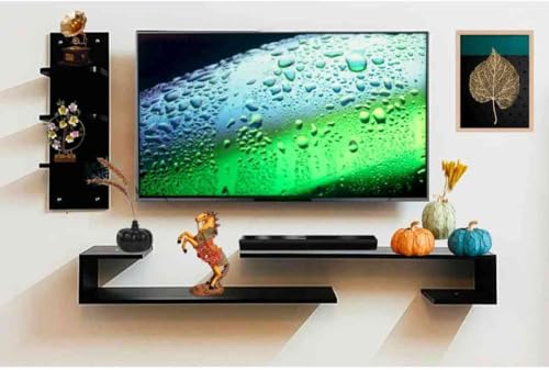Image of Dual J Style 48 Inches Broad Based Wall Mounted Tv Cabinet Shelf for Living Room, Bedroom, Kids Room, Lounge (Mocha Wenge)