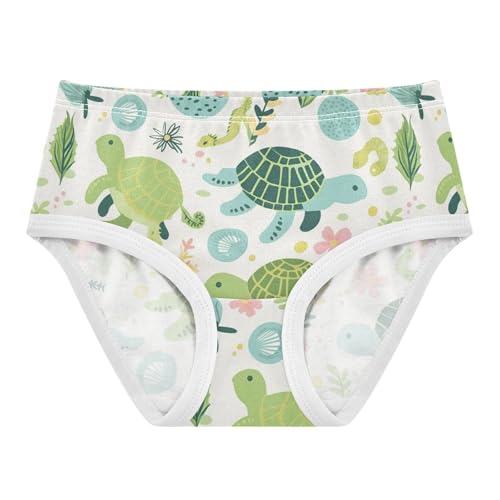 Wusikd Green Turtle Girls' Underwear Cotton Flowers Seahorses Girls Briefs Soft Toddler Underwear 2T
