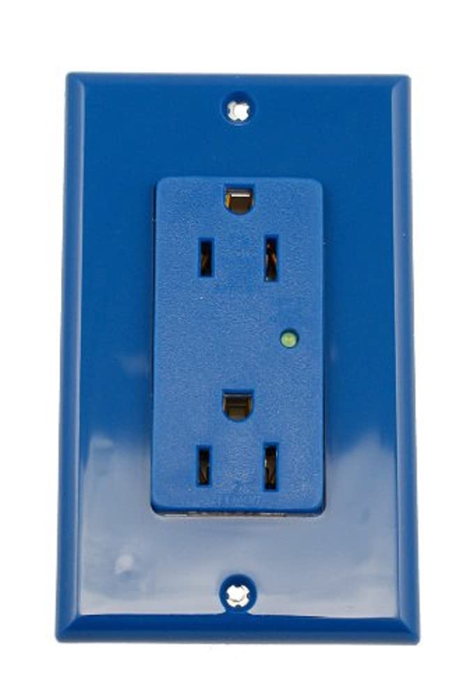 15-Amp, 125-Volt, Decora Plus Duplex Receptacle, Straight Blade, Industrial Grade, Surge with Indicator Light, 5280-B, Blue