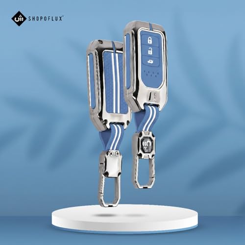Image of SHOPOFLUX Metal Key Cover Compatible for Honda Elevate | City | Amaze | WRV | CRV | Jazz | 3 Button Smart Key