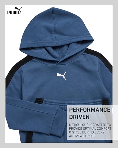 PUMA Toddler Boys Sweatsuit - 2 Piece Lightweight Soft Fleece Pullover Toddler Hoodie & Boys Jogger Pants (Size: 2T-7)3