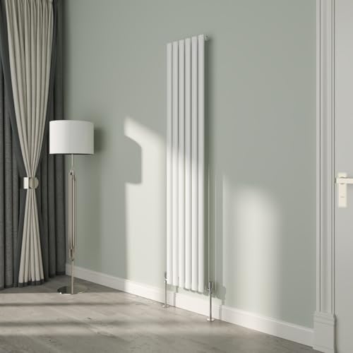 NRG White Oval Radiator Vertical 1800x354mm Single Panel Central Heating