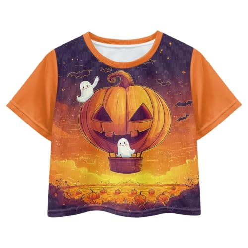 Image of Cute Crop Tops for Girls Short Sleeve Summer T Shirts Fashion Graphic Tees Crew Neck Pullover Tee 5-14 Years